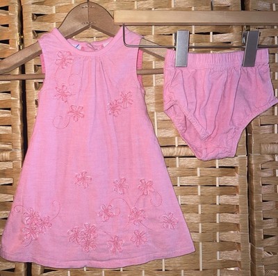 First Impressions Girls Pink Easter Dress W/ Bloomers 3-6 Mo Embroidered Floral