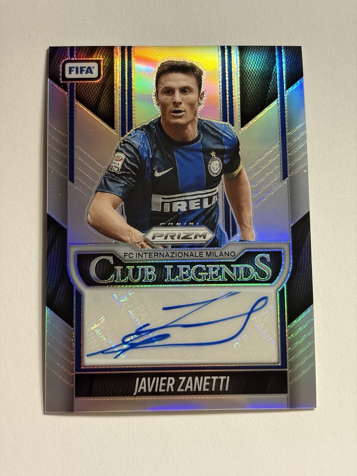 2025-26 Panini Prizm FIFA Javier Zanetti #CL-JZ Silver Club Legends Auto /49