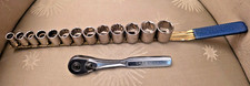 Vtg 13 Pc Craftsman 38 Drive Ratchet Socket Lot 22mm - 10mm With Rail Ratchet Vtg 13 Pc Craftsman 38 Drive Ratchet Socket Lot 22mm - 10mm With Rail Ratchet