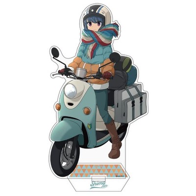 ''Laid-Back Camp'' Rin Shima and motor scooter Acrylic Stand (Large) 20cm×11cm