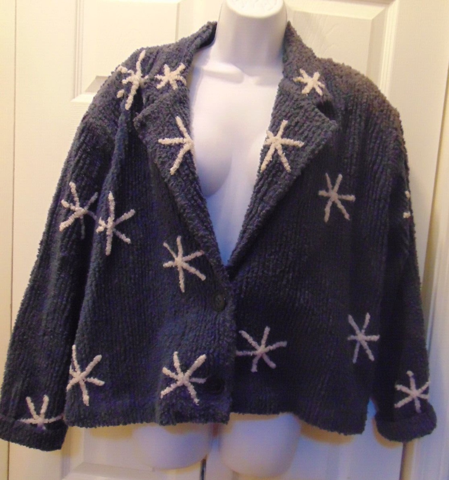 Giacca maglione donna M Pony dipinto fiocchi di neve e renne vintage anni 90