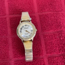 VTG Dufonte Lucien Piccard Women Gold Watch Hexagonal Bezel Stretch Band