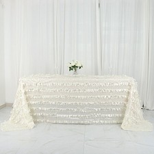 IVORY 90"x132" Taffeta RECTANGULAR TABLECLOTH Leaf Petals Design Party Supplies