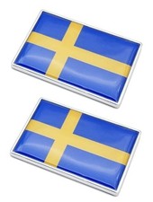 2 Pcs 3D Sweden Swedes Flag Metal Car Stickers Chrome Decals,2.3 x 1.6 Inch