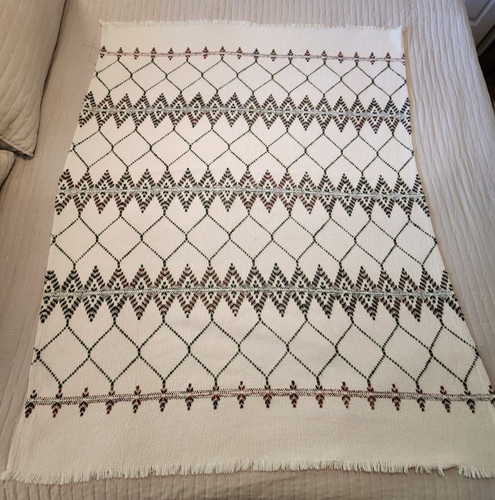 Vintage Handmade Swedish Weave Geometric Throw Blanket Afghan 45x58*Read*