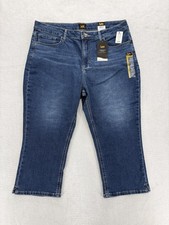 Lee Capri Jeans Womens 18 Medium Blue Mid Rise Legendary Stretch Denim Casual