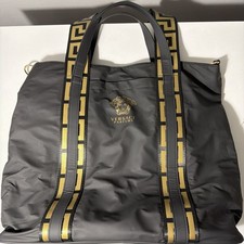 Borsa a tracolla Versace Parfums nera oro logo Medusa modello Meandros tote bags