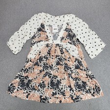 Free People Ivory Combo Floral Boho Mini Dress Size S NWT Peasant Style