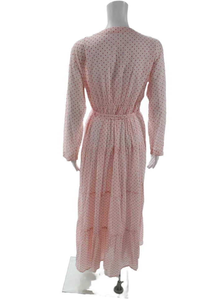Soler Women Maxi Dress Pink V-Neck Long Sleeve Button Bohemian Size M - Image 3 of 4