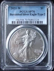 2021-W 1oz Silver American Eagle Dollar - Type 2 - Burnished - PCGS SP 70