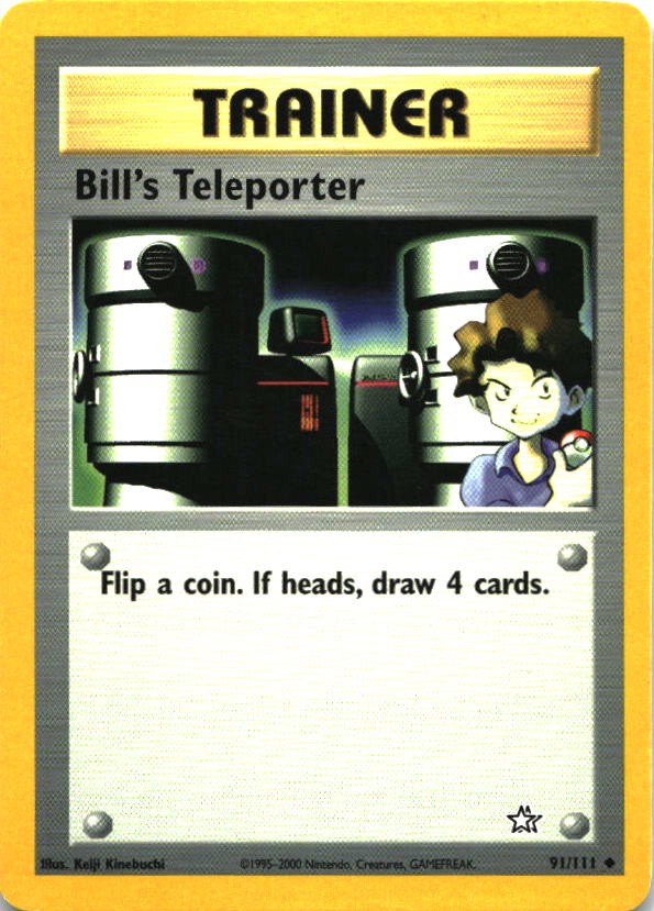 Bill's Teleporter 91/111 Uncommon Neo Genesis Pokemon Unlimited Lightly Played