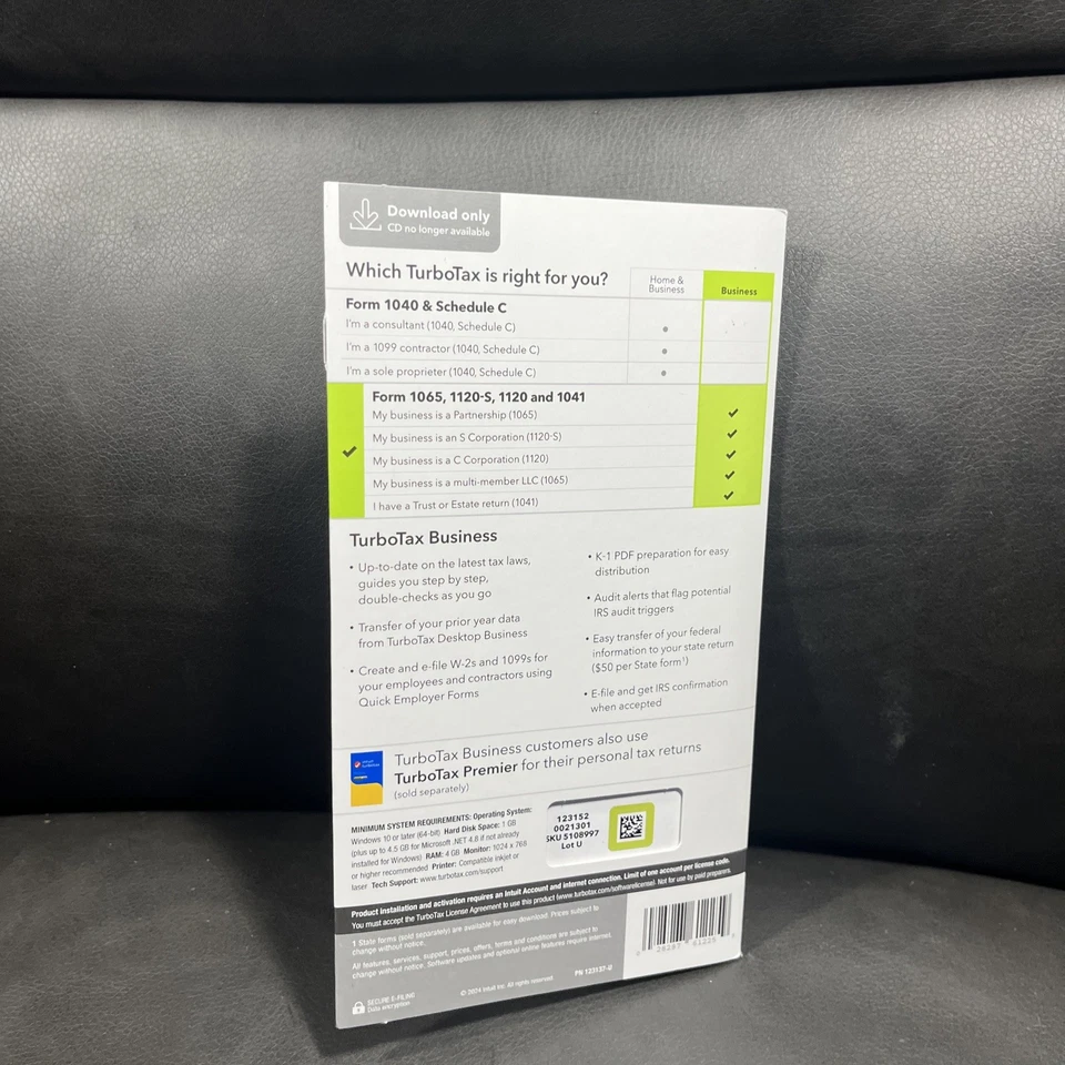 2024 Intuit Turbotax Business Partnerships Corporations Federal Windows Fast 📦 - Image 3 of 3