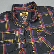 Dixxon Flannel Guns N Roses Mens Large Tall Black Pearl Snap Loop Collar Long SL