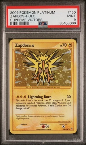 2009 Pokémon Platinum Zapdos - Holo Supreme Victors #150 PSA 9 MINT LOW POP