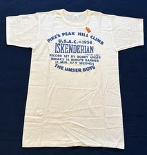 NOS Vintage 1958 Pikes Peak Hill Climb USAC Iskenderian Cams T Shirt Bobby Unser