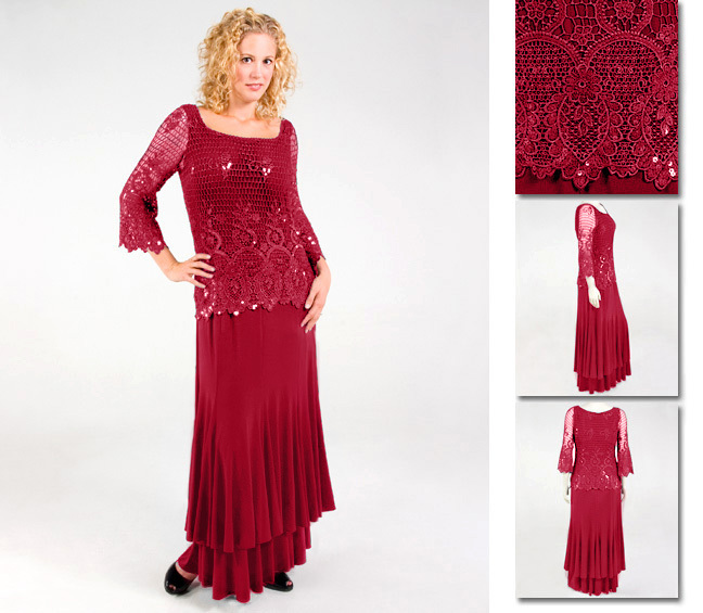NEW! Zaftique MOCK 2-PC Gown Dress GARNET RED (Last Two!) 2Z 3Z / 20 24 /  2X 3X