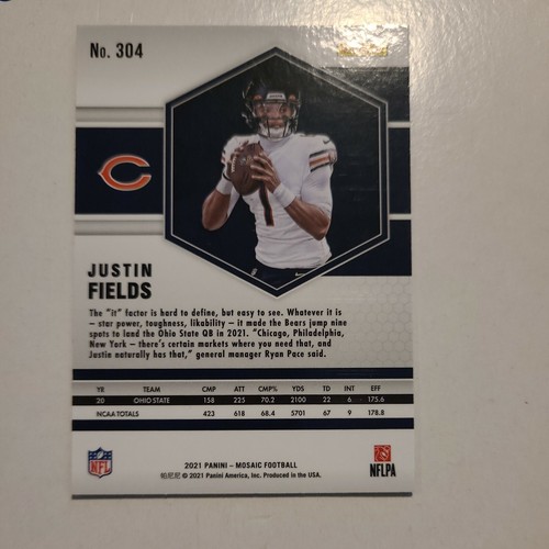 2021 Panini Mosaic Football Justin Fields Rookie Card RC Chicago Bears #304 - Picture 2 of 2