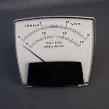 Vtg GE Dwell Angle RPM Volts Gauge 4.25"x4.75" USA Made Plastic Meter Steampunk
