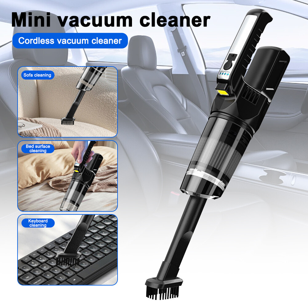 Mini Wireless Car Vacuum Cleaner w/Brush Nozzle Filter Handheld Home Cleaner