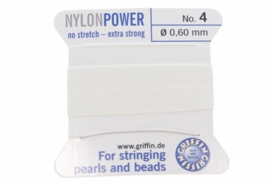  Perlseide weiß - Nylon Power strong 200cm verschiedene Stärken