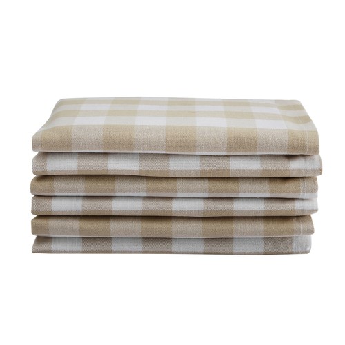 Cotton Napkins Checkered Beige & White 6/pack - Picture 2 of 7