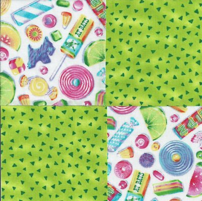 Candy Coated Sugar Lime Specs Cotton Fabric Craft Squares ZA1