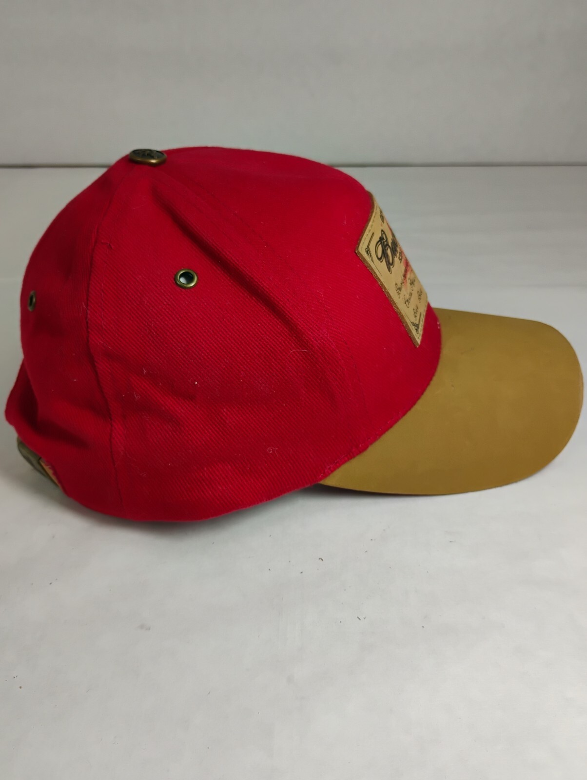 Budweiser Leather Patch Red Baseball Cap Hat Limi… - image 3
