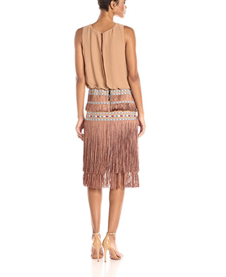 $325 TWELFTH STREET by CYNTHIA VINCENT CHAMPAGNE OCEAN TIERED FRINGE DRESS  Sz 6 | eBay
