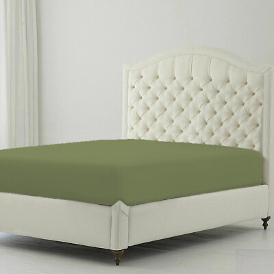 1200 TC 100% COTTON 1 PC FITTED SHEET - 8 TO 30 INCH DEEP MOSS SOLID