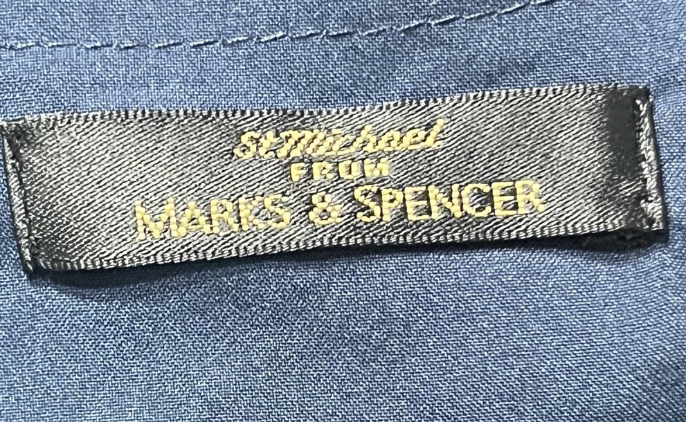 Vtg Marks & Spencer Layered Faux Chiffon Jacket Dress Navy Sparkle UK 12 Lined