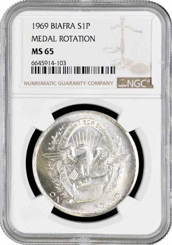 Biafra 1lb 1969, NGC MS65, "Republic of Biafra (1967-1970)" Pop 2/2