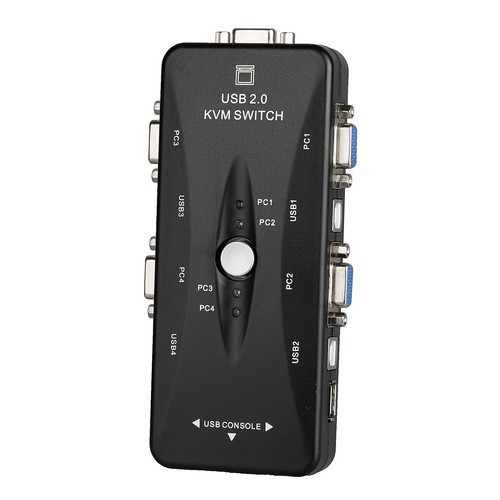 USB VGA KVM Switch 4-port Adapter Monitor Keyboard Mouse PC Share Selector Hub - 第 1/11 張圖片