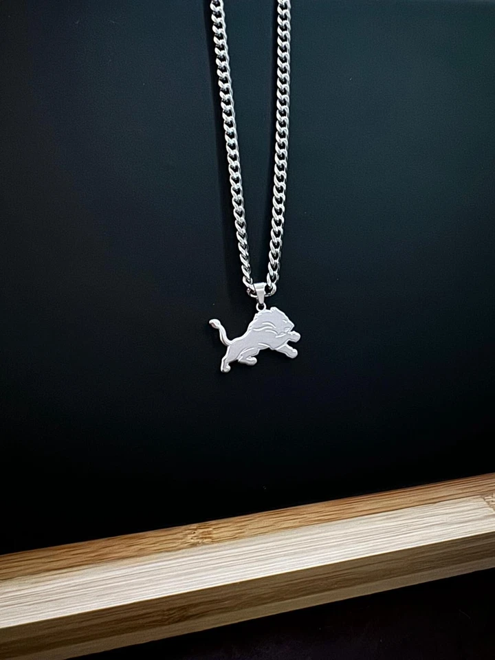Collares Detroit Lions - Plateado/Azul/Dorado - 5 mm Cubano - NFL - Fútbol americano Foto 4 de 4