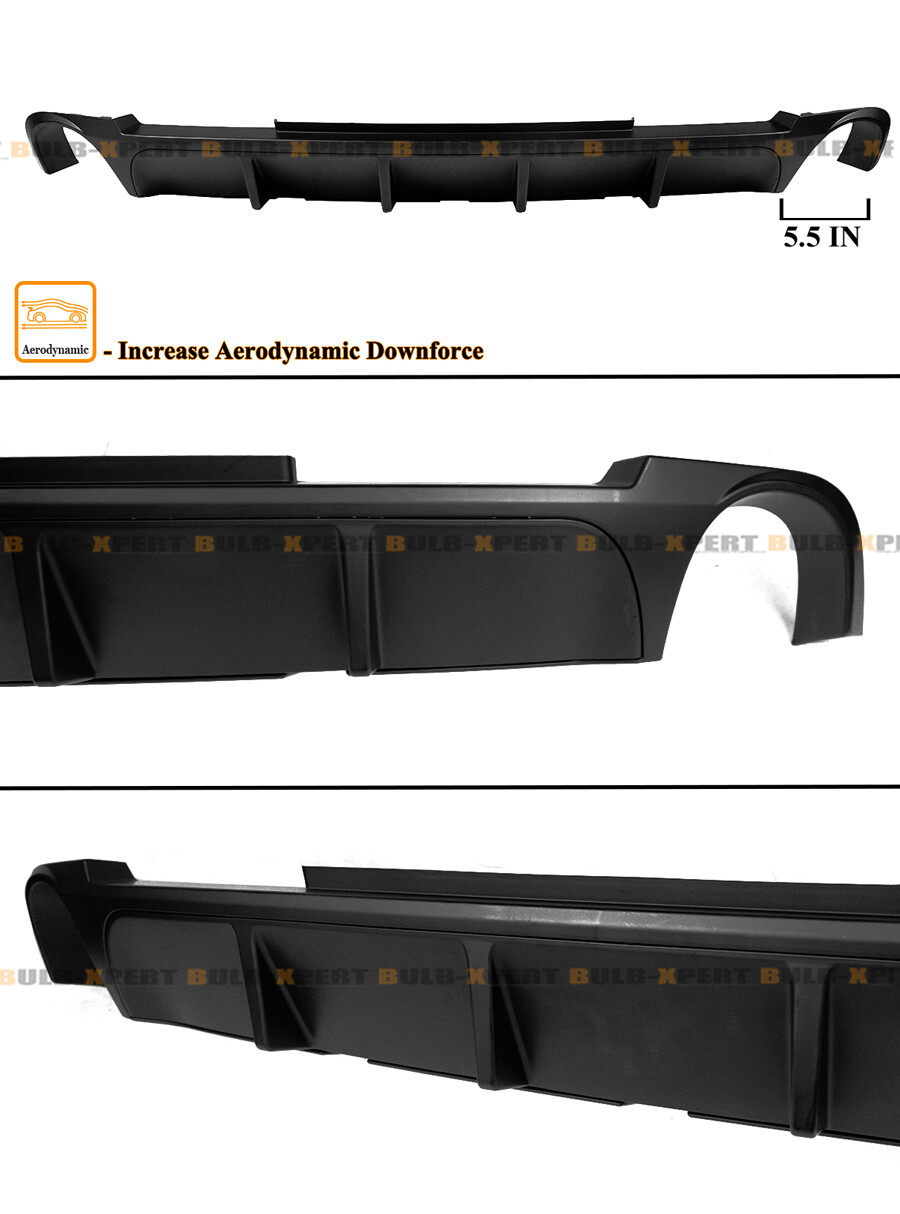 For 13-14 Ford Mustang GT V6 AMPP GT500 Style Matt Black Shark Fin Rear Diffuser