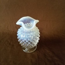 Vtg Fenton French Opalescent Hobnail Mini Triangular Bud Vase Mint Glass