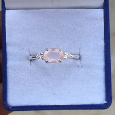 Rose Quartz Ring Sterling Silver Ring Women Engagement Ring Promise Ring Gift he