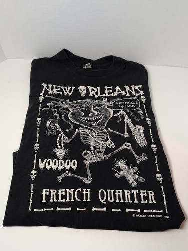 Vintage Large New Orleans Birthplace Jazz 1991 Bazaar creations Shirt Coonass - Picture 10 of 15