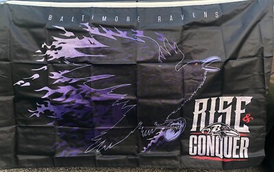 NFL Baltimore Ravens 3' x 5' Rise & Conquer Flag NEW/SEALED
