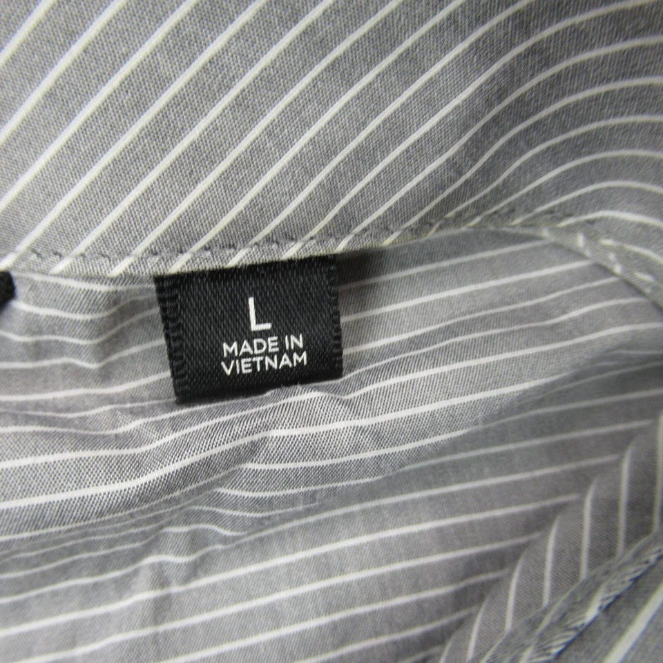 Travis Mathew Shirt Mens Large Short Sleeve Button Up Casual Golf Gray Stripes - Image 4 of 4
