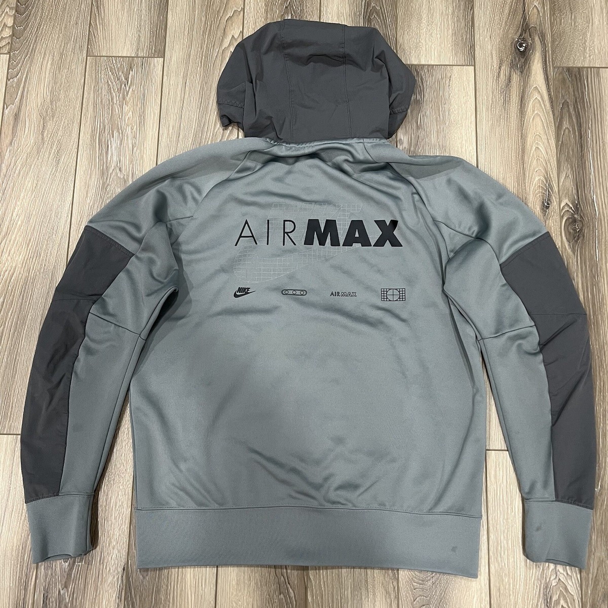 Nike Air Max グレー ジップアップパーカー Nike Air Max Full-zip Jacket Hoodie Sportsear Club Medium Gray | eBay