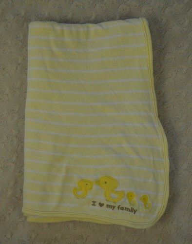 Child of Mine by Carter's Duck Baby Blanket Yellow Stripe I Love My Family Heart - Picture 2 of 9