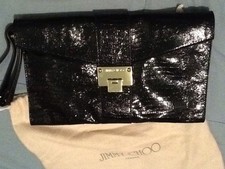 Jimmy Choo Black Leather Clutch with Strap