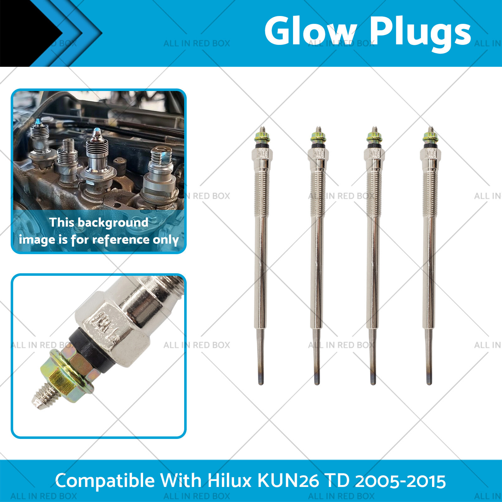 4Pcs Glow Plugs Suitable for Hilux KUN26 TD 1KD-FTV 3.0L 4cyl 2005-2015
