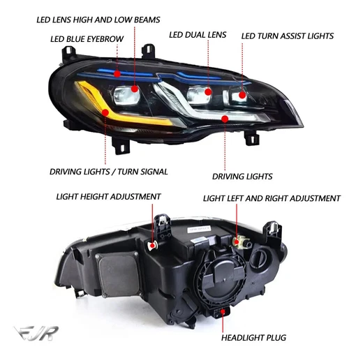 2x LED DRL Headlight Assembly HID Projector Replace NEW For BMW X5 E70 2007-2013 - Picture 10 of 11
