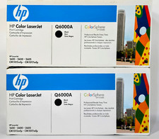 (2) Genuine HP Color LaserJet 124A (Q6000A) Black Toner Print Cartridge