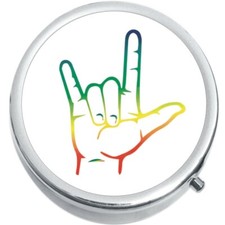 Sign Language Rainbow I Love You Medicine Pill Box