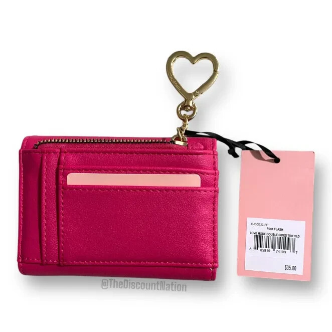 Juicy Couture Pink Flash Love Mode Double Sided Trifold Wallet New