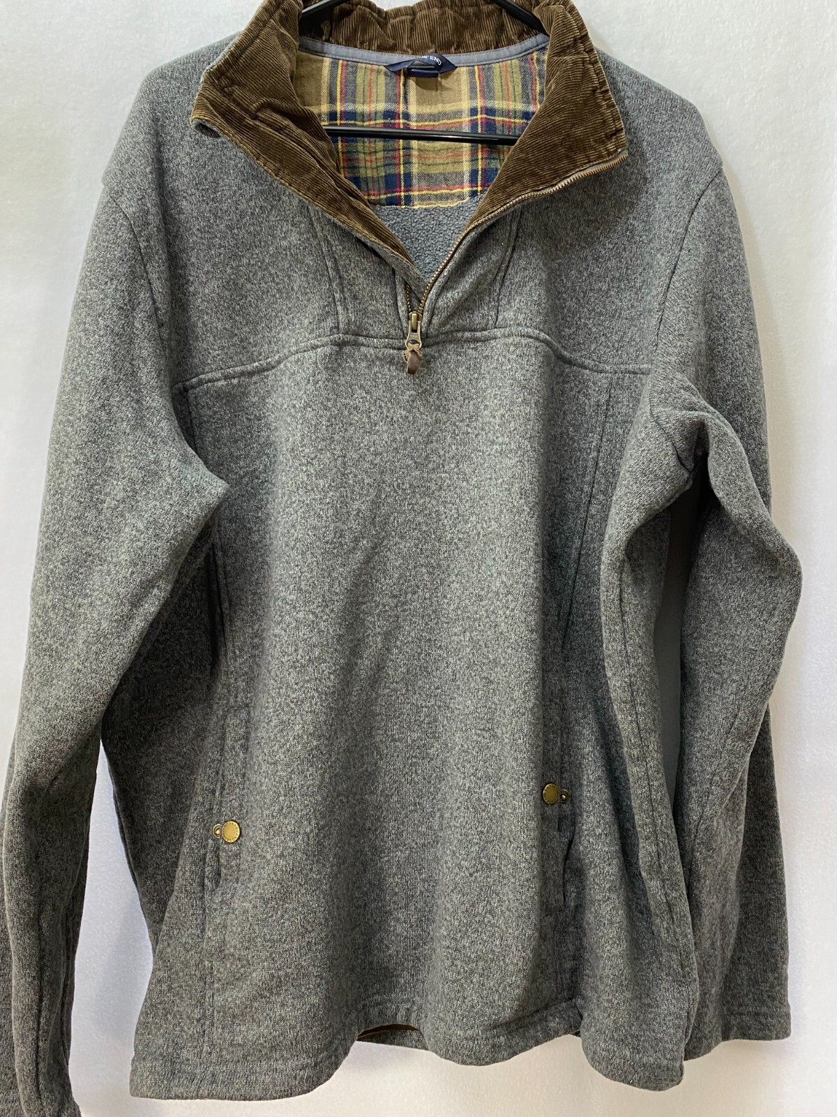 Lands End Mens Sweater Gray XXL T Long Sleeve Pullover 1/4 Zip Collar