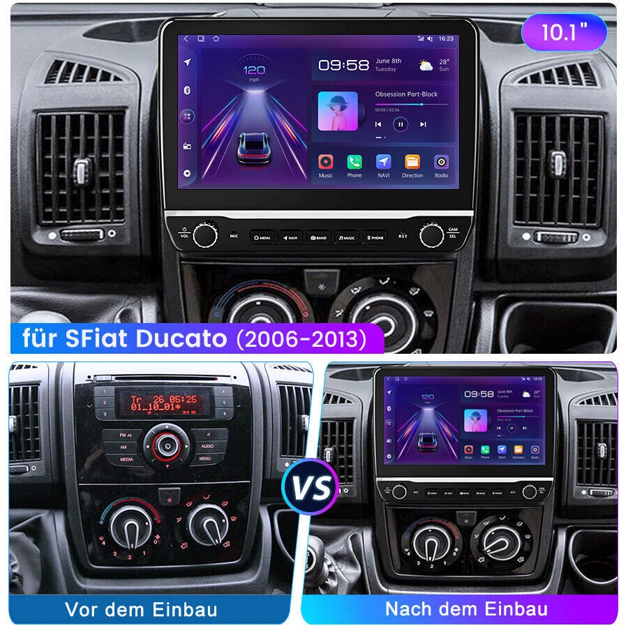 4+64GB Für Fiat Ducato 2006-2023 10.1" Android 13.0 Autoradio Navi Apple CarPlay - Bild 2 von 4