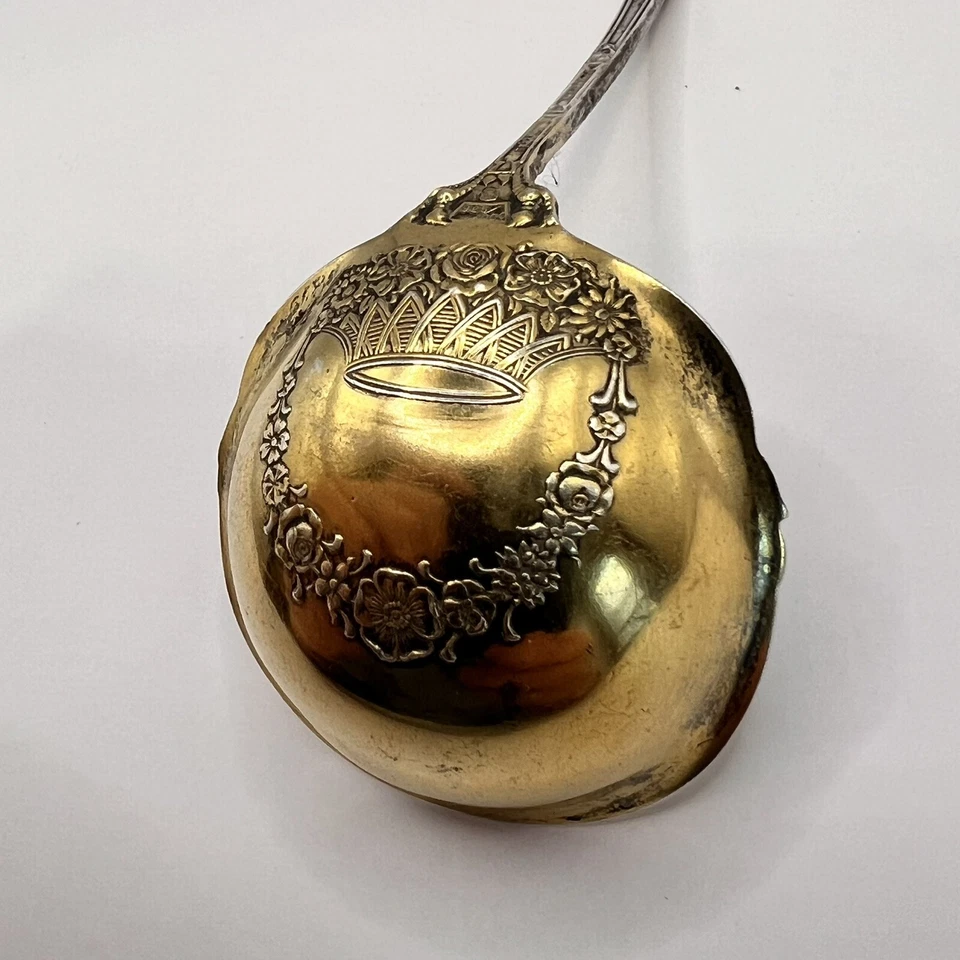 Georgian by Towle Cuchara de bayas de plata esterlina lavado en oro 7 3/4" 925/1000 PAT 1898 Foto 3 de 4